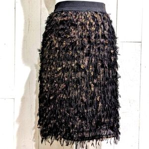 Worthington Metallic Pull On Layered Fringe Party Skirt